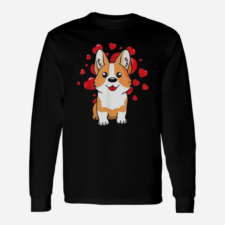 Cute Corgi Dog Valentines Day Love Heart Long Sleeve T-Shirt