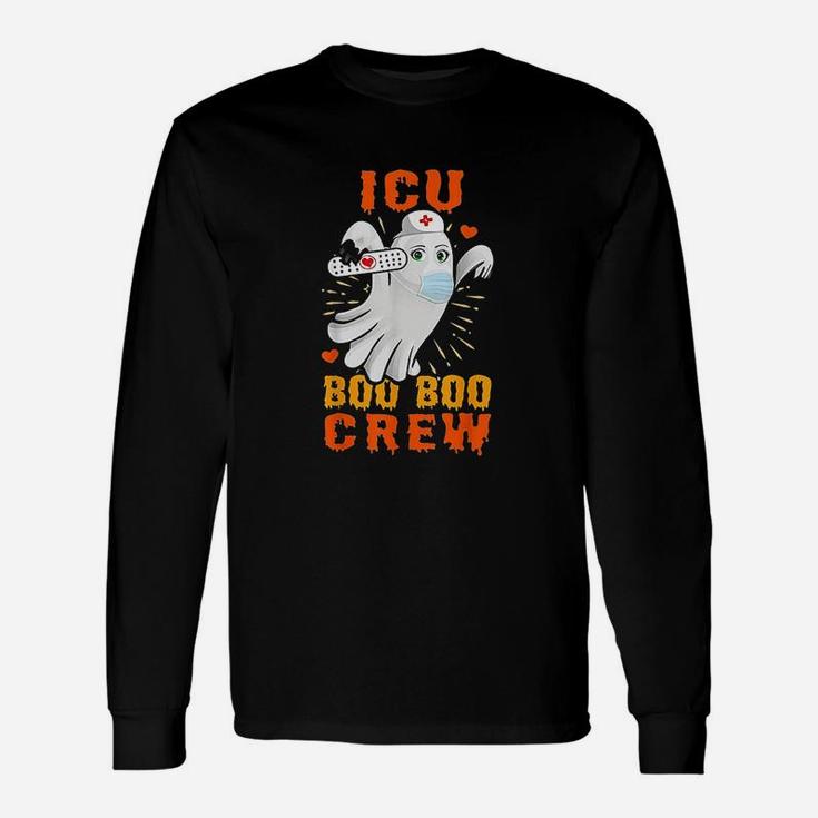 Cute Ghost Halloween Icu Boo Boo Crew Nurse Women Girls Long Sleeve T-Shirt