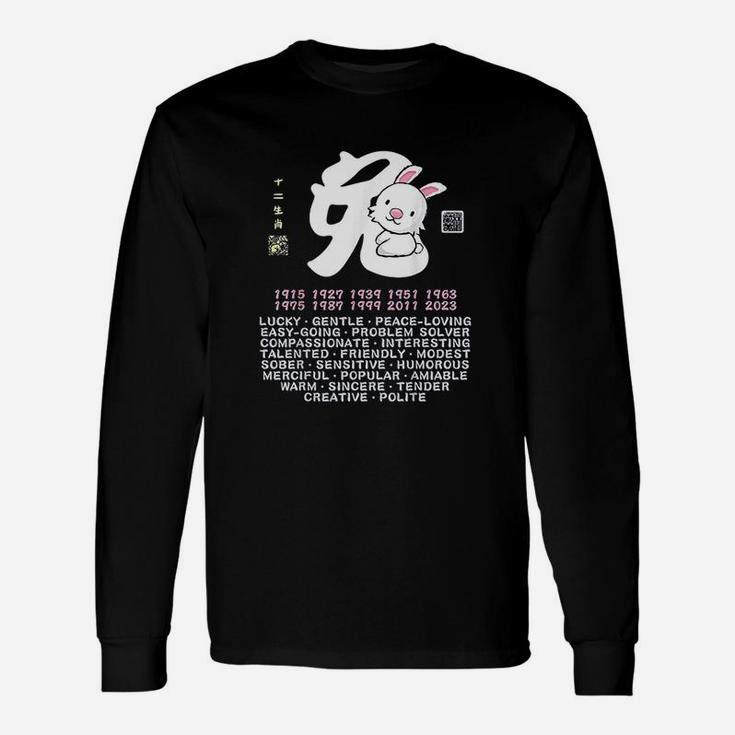 Cute Rabbit Chinese Zodiac Animal Personality Trait Long Sleeve T-Shirt