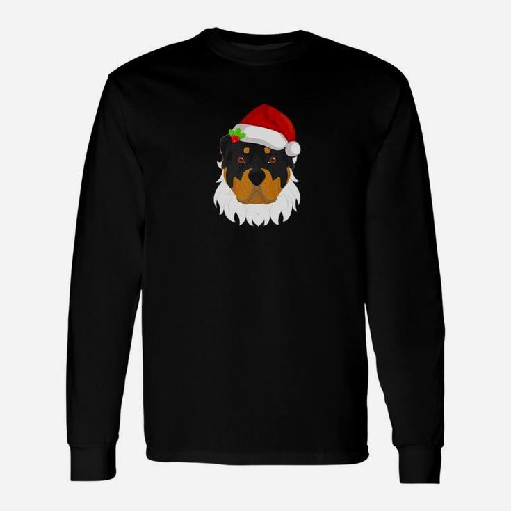 Cute Rottweiler With Santa Hat And Beard Christmas Ts Long Sleeve T-Shirt