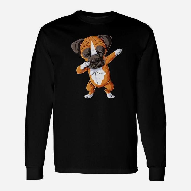 Dabbing Boxer Boys Dog Puppy Lover Dab Long Sleeve T-Shirt