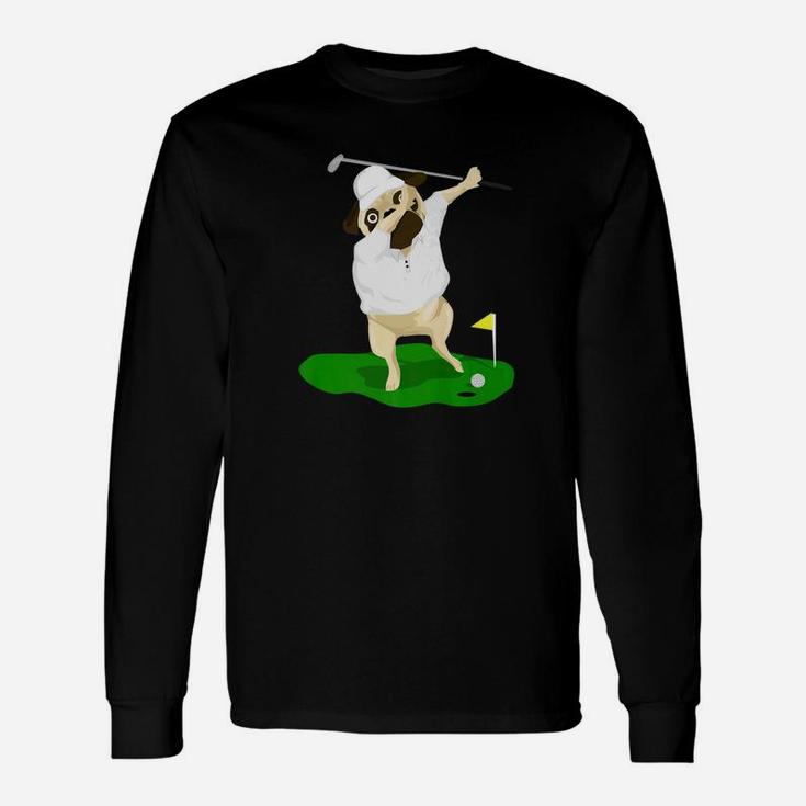 Dabbing Golfer Pug Sports Golf Lover Long Sleeve T-Shirt
