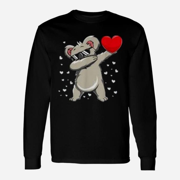 Dabbing Koala Bear Heart Valentines Day Long Sleeve T-Shirt