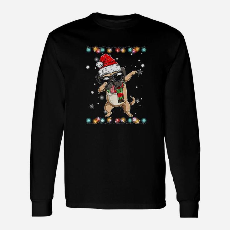 Dabbing Pug Santas Long Sleeve T-Shirt