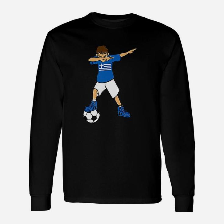 Dabbing Soccer Boy Greece Greeks Football Long Sleeve T-Shirt