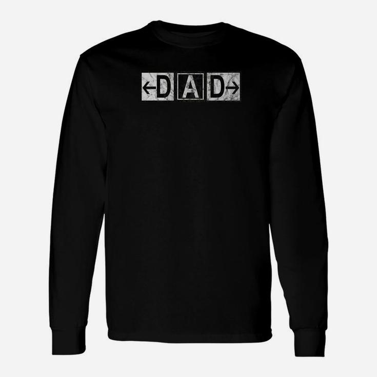 Dad Airport Taxiway Sign Pilot Fathers Day 2019 Vintage Bw Premium Long Sleeve T-Shirt