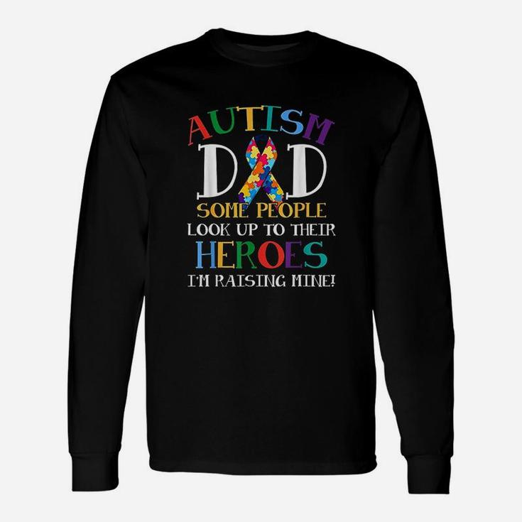 Dad Puzzle Ribbon Son Is My Hero Awareness Long Sleeve T-Shirt