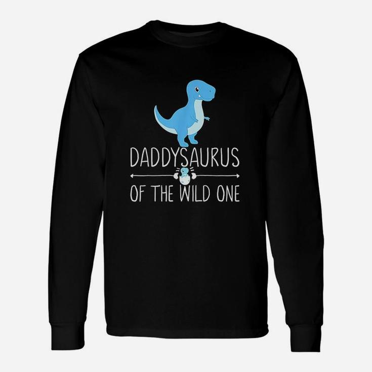 Daddysaurus Rex Daddy Dinosaur With Babysaurus Egg Cute Dads Long Sleeve T-Shirt