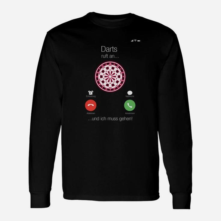 Darts Begeisterung Herren Langarmshirts, Dartboard Aufdruck & Spruch