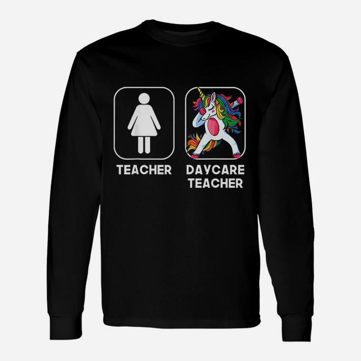 Daycare Teacher Dabbing Unicorn Long Sleeve T-Shirt