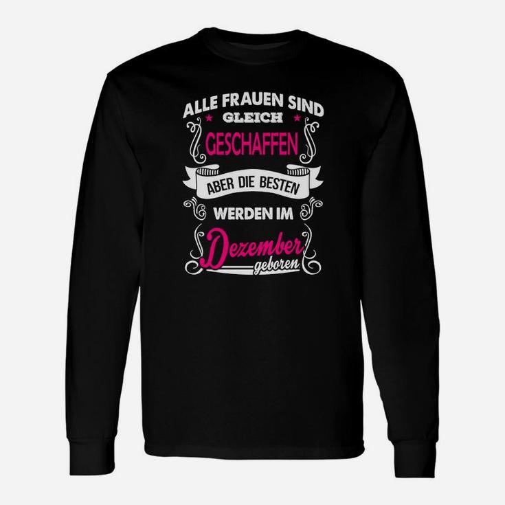 Dezember-Geburtstags-Langarmshirts für Damen, Schwarzes Motiv-Langarmshirts