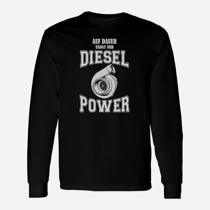 Diesel Power Herren Langarmshirts mit Turbolader-Motiv, Motivdruck für Männer