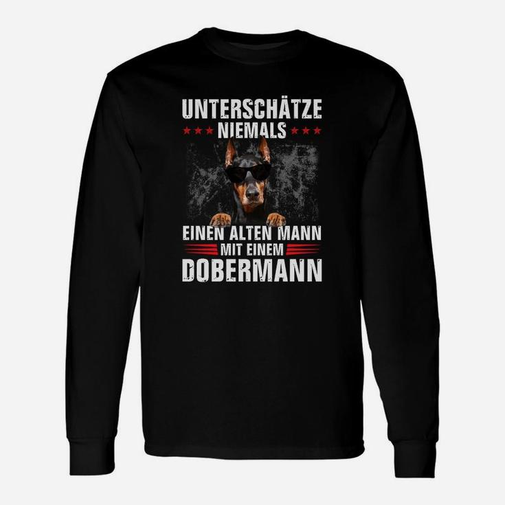 Dobermann Unterschätze Niemals Einen Alten Mann Langarmshirts