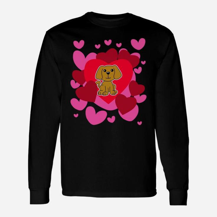Dog Love Puppy Valentines Day Romantic Hearts Long Sleeve T-Shirt