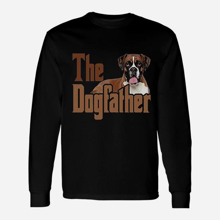 The Dogfather Cute Boxer Dog Apron Dog Dad Kitchen Baking Long Sleeve T-Shirt