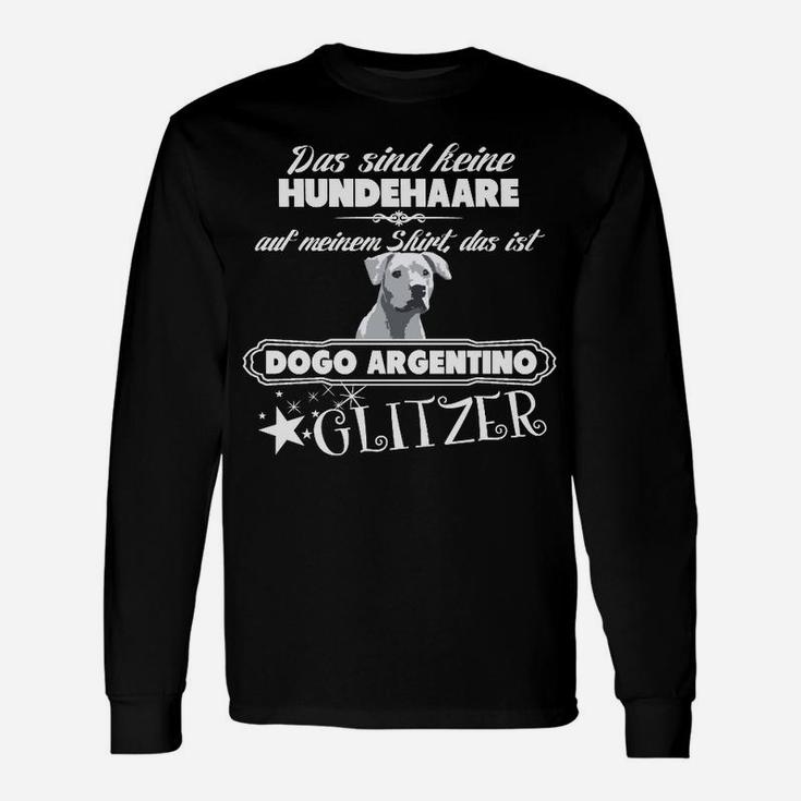 Dogo Argentino Glitzer-Hundehaar Humor Langarmshirts für Hundefreunde