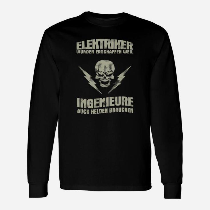 Elektriker Helden Schwarzes Langarmshirts, Spruch für Ingenieure