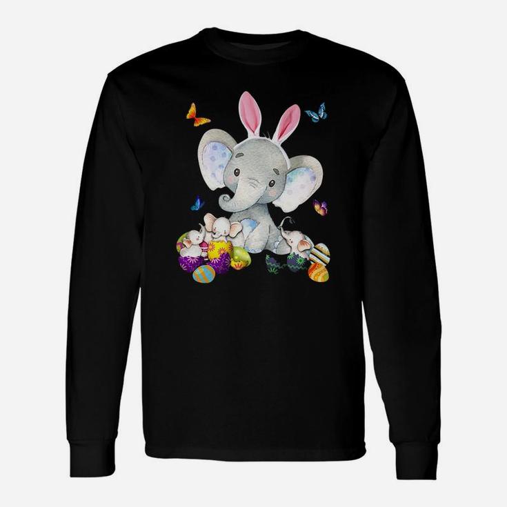 Elephant Easter And Colorful Butterfly Classic Long Sleeve T-Shirt