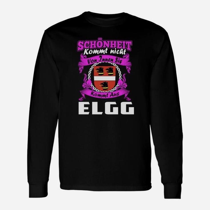 Elgg-Themen-Langarmshirts: Schönheit kommt aus Elgg, Witziges Spruch-Langarmshirts