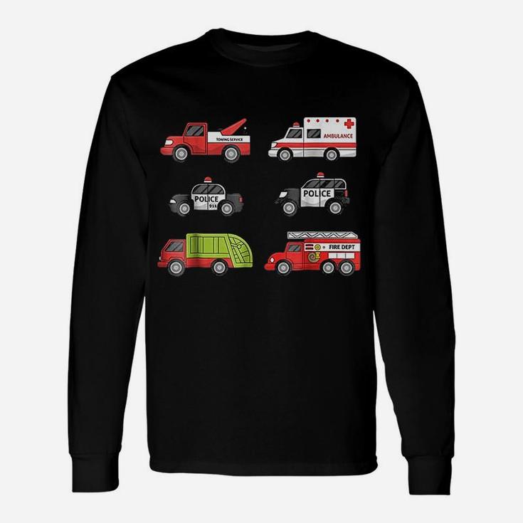 Emergency Vehicles Fire Truck Police Car Ambulance Long Sleeve T-Shirt