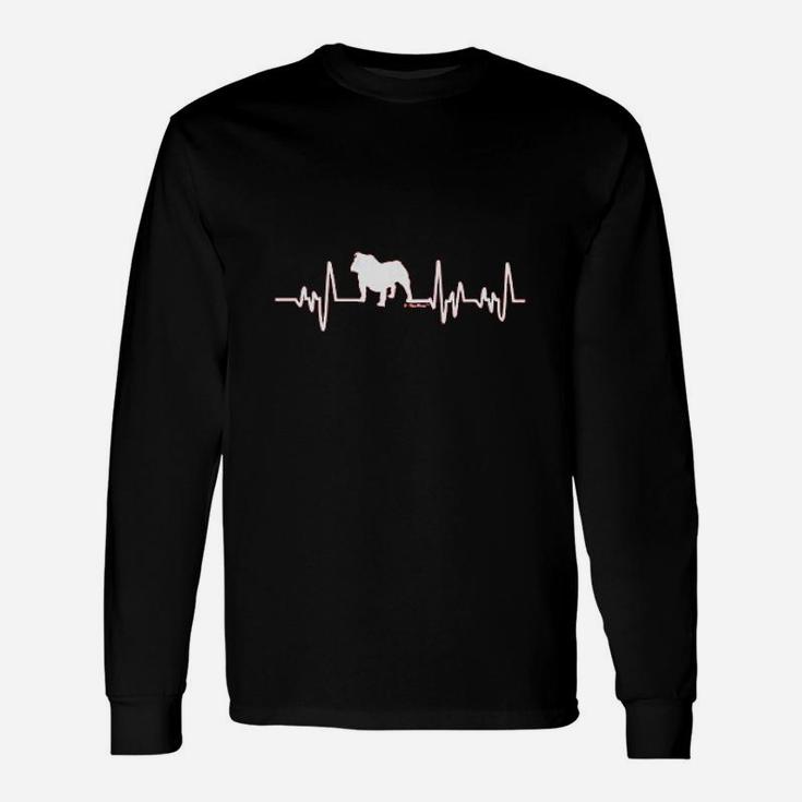 English Bulldog Dog Lover Heartbeat Bulldog Long Sleeve T-Shirt