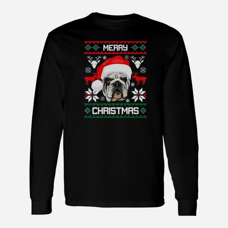 English Bulldog Merry Christmas Dog Cute Long Sleeve T-Shirt