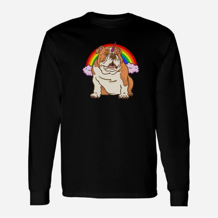 English Bulldog Unicorn Rainbow Long Sleeve T-Shirt