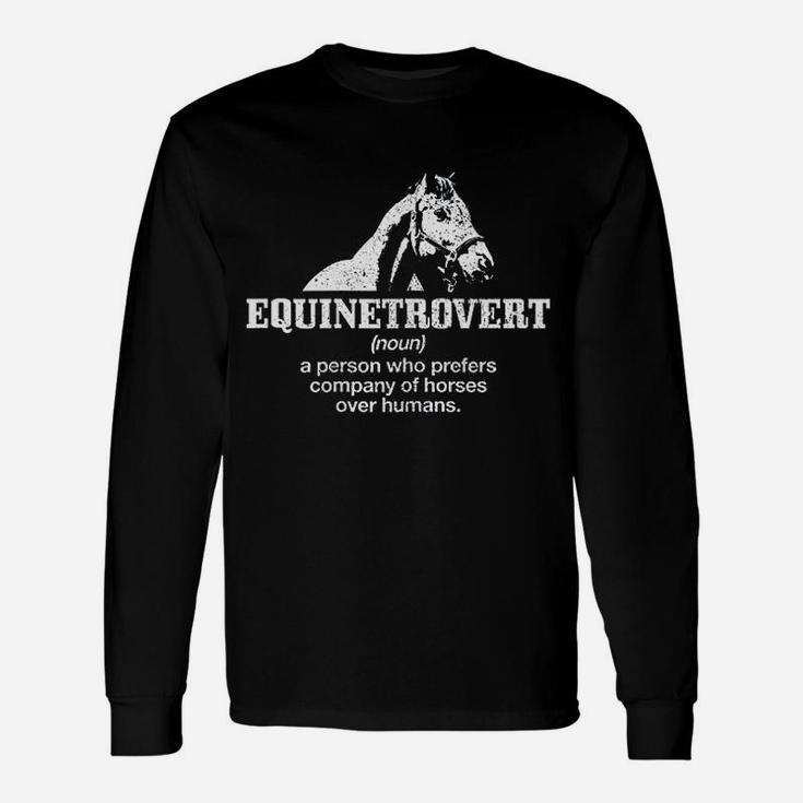Equinetrovert Definition Horse Riding Horse Girl Long Sleeve T-Shirt