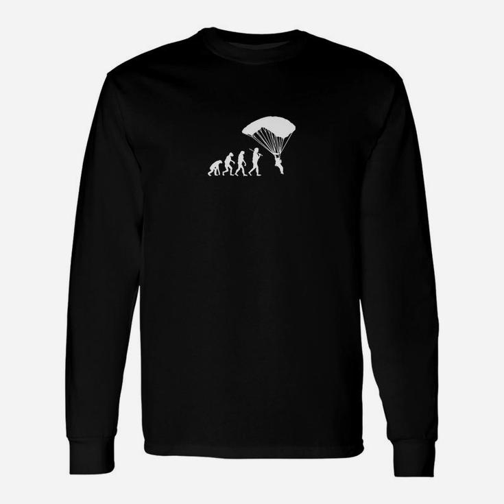 Evolution zum Fallschirmspringer Langarmshirts, Schwarzes Tee für Adrenalinjunkies