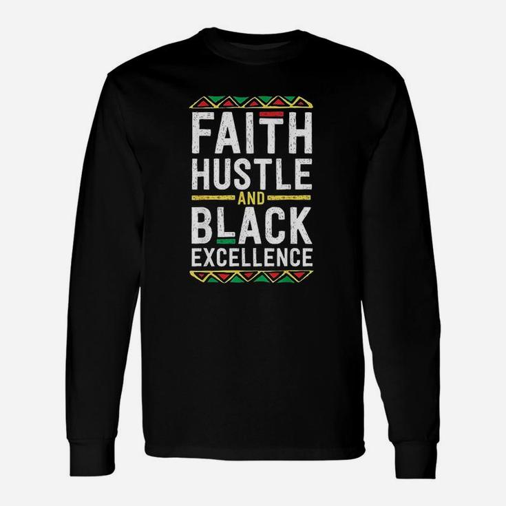 Faith Hustle And Black Excellence For Men Boys Tribal Long Sleeve T-Shirt
