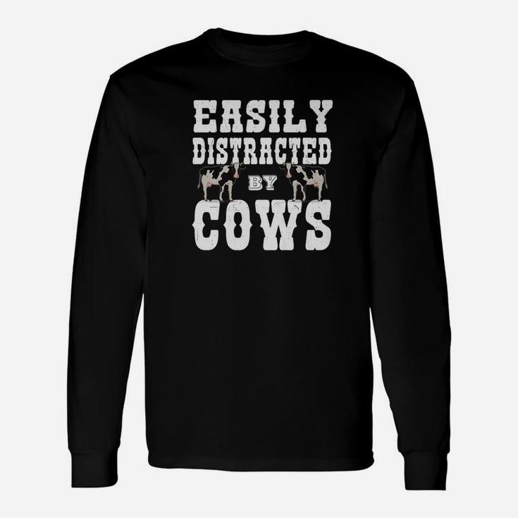Farmer Easily Distracted By Cows Vintage Long Sleeve T-Shirt