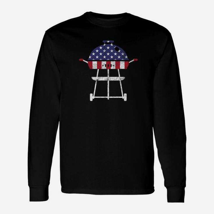 Fathers Day July 4th Grill Grilling Dad Retro Usa Premium Long Sleeve T-Shirt