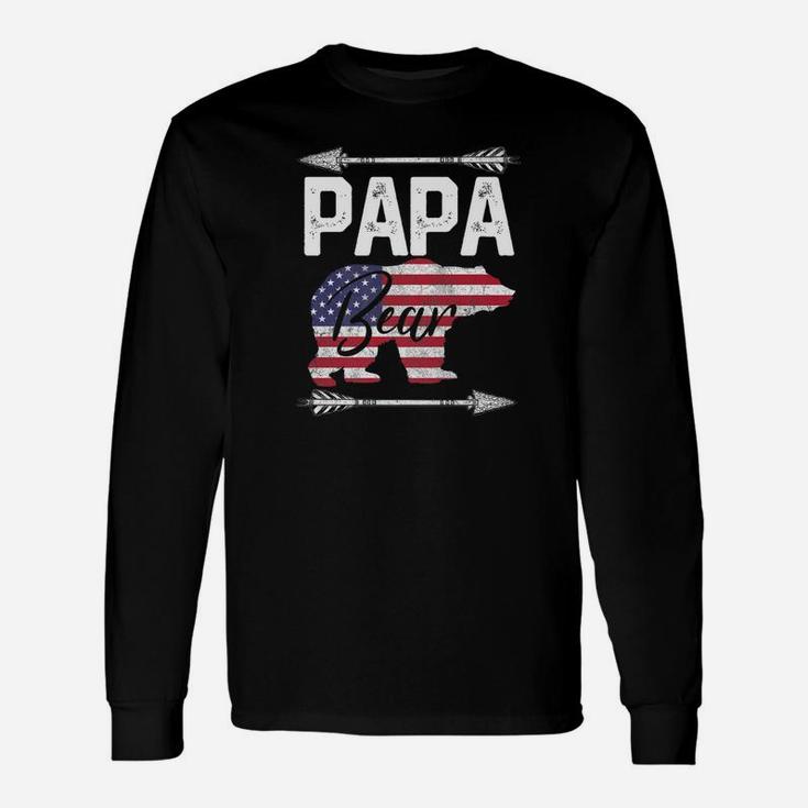Fathers Day Papa Bear Dad Grandpa Usa Flag July 4th Premium Long Sleeve T-Shirt