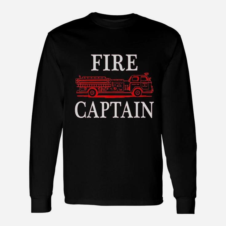 Fire Captain Firefighter Red Truck Fireman Long Sleeve T-Shirt ...