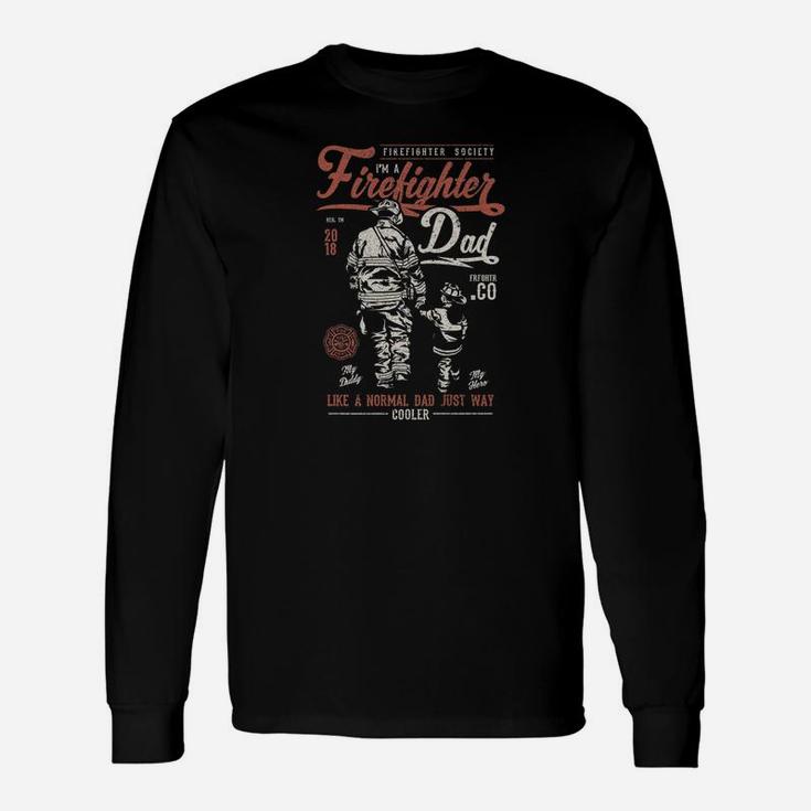 Firefighter Dad Vintage For Daddy Father Men Long Sleeve T-Shirt
