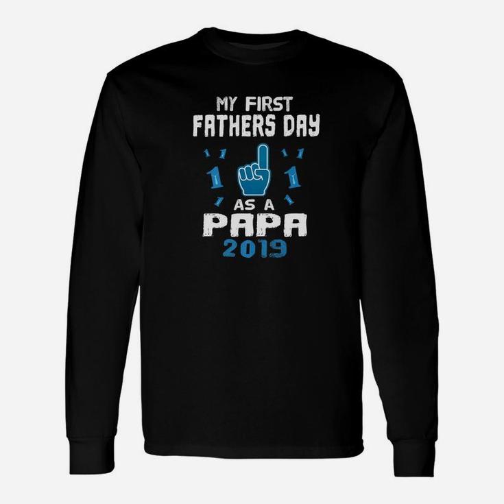 My First Fathers Day As A Papa New Grandpa 2019 Premium Long Sleeve T-Shirt