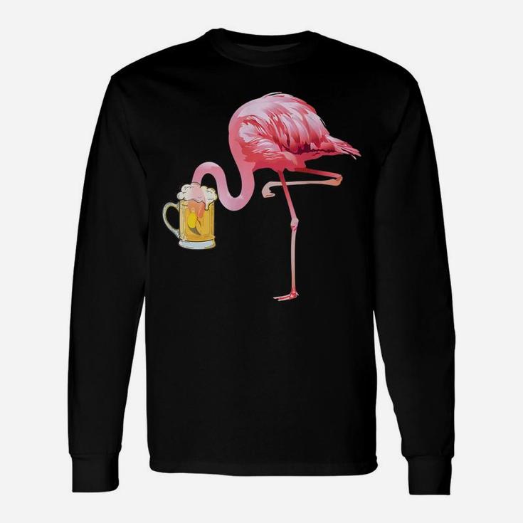 Flamingo Trinkt Bier Sauf Polter Ge Langarmshirts