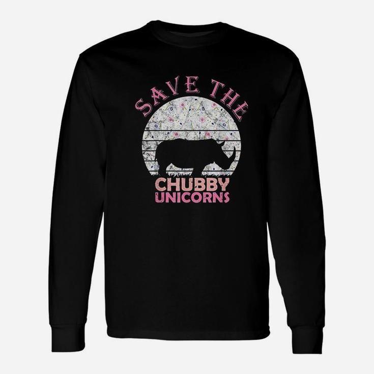 Floral Rhino For Girls Women Save The Chubby Unicorns Long Sleeve T-Shirt