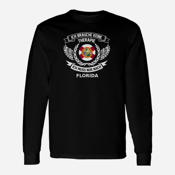 Florida-Motto Langarmshirts Schwarz – Keine Therapie, nur Florida-Design