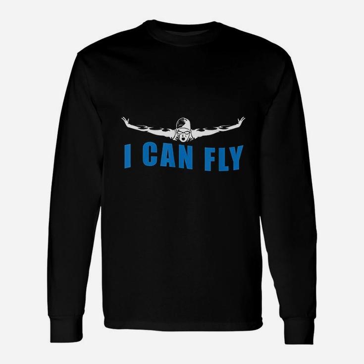 I Can Fly Butterfly Swimmer Cool Swimming Long Sleeve T-Shirt