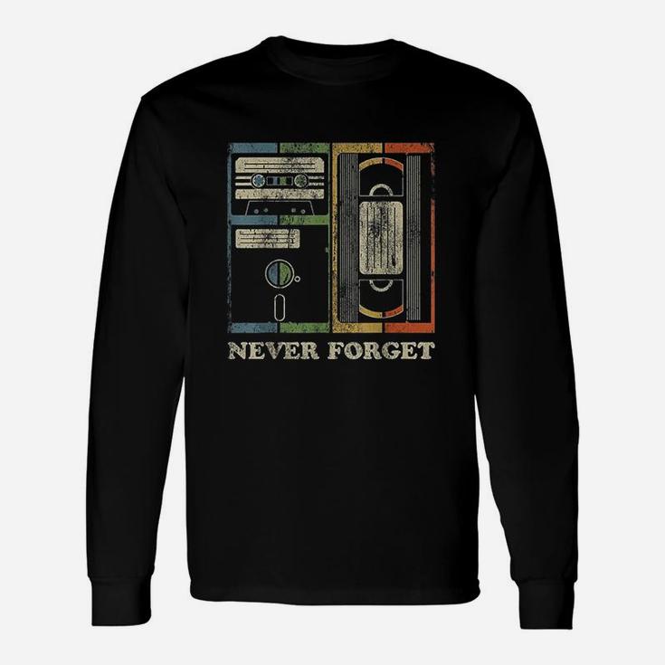 Never Forget Retro Vintage Cool 80s 90s Geeky Nerdy Long Sleeve T-Shirt