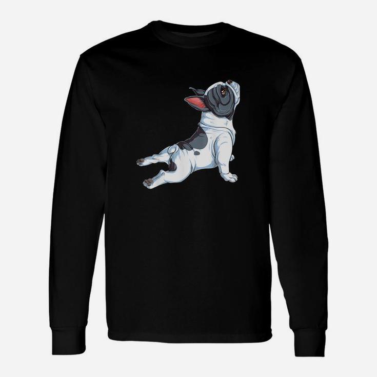 Französische Bulldogge Yoga Frauen Lustig Hund Welpe Langarmshirts