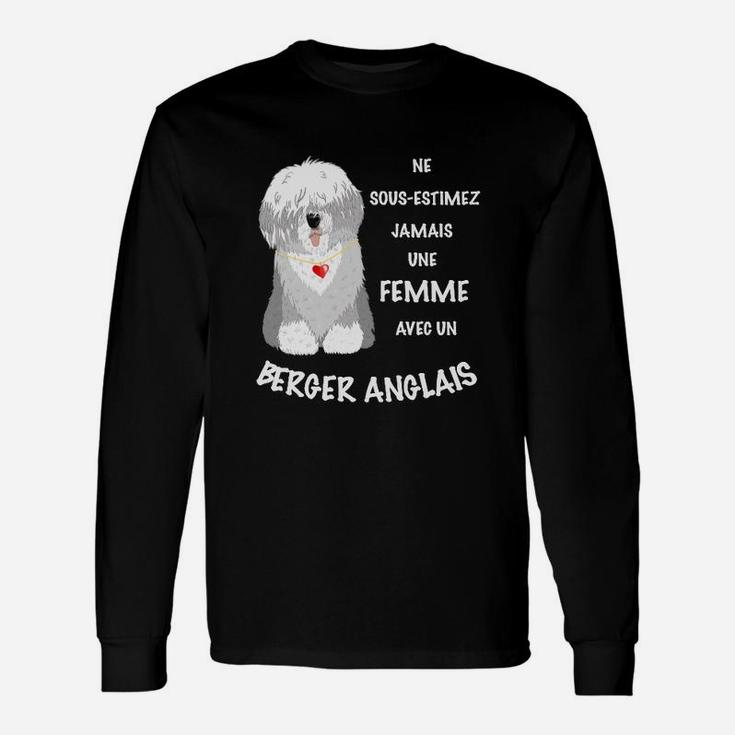 Französisches Motiv Langarmshirts, Old English Sheepdog mit Spruch