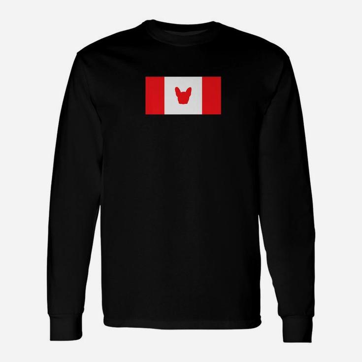 French Bulldog Canada Flag Men Women Long Sleeve T-Shirt