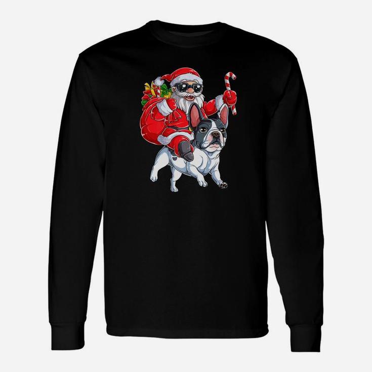 French Bulldog Christmas Shirt Santa Claus Woofmas Dog Boys Long Sleeve T-Shirt