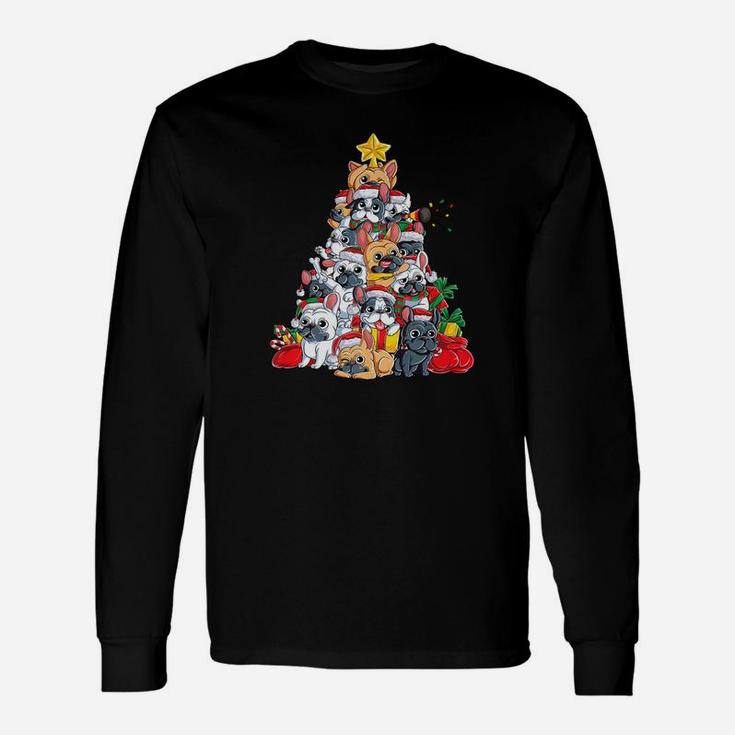French Bulldog Christmas Shirt Xmas Tree Dog Boys Girls Long Sleeve T-Shirt