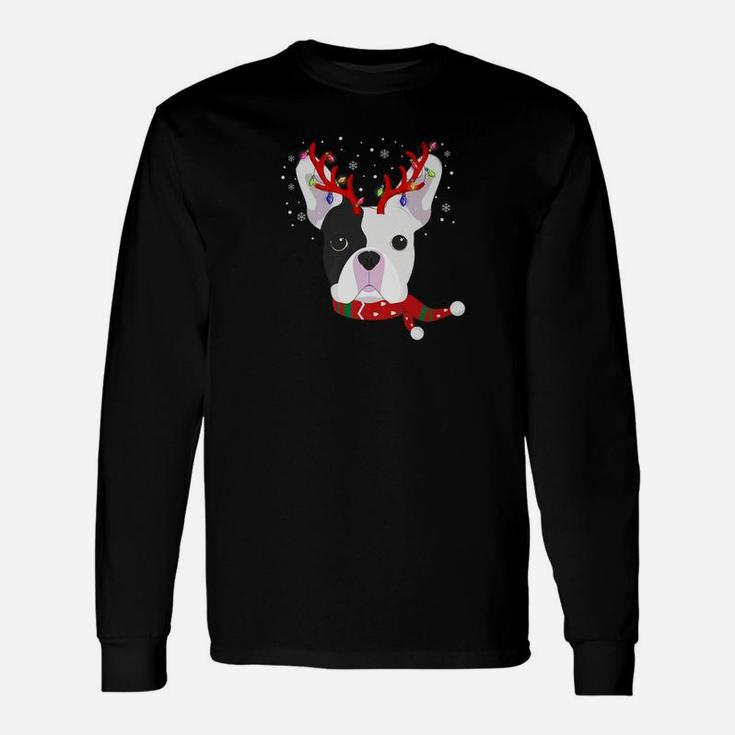 French Bulldog Reindeer Reindeer Antlers Christmas Long Sleeve T-Shirt