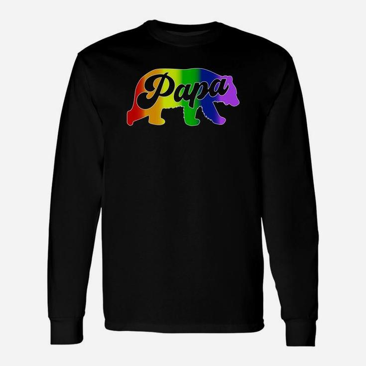 Gay Dad Shirt Papa Bear Pride Rainbow Colors Fathers Day Long Sleeve T-Shirt