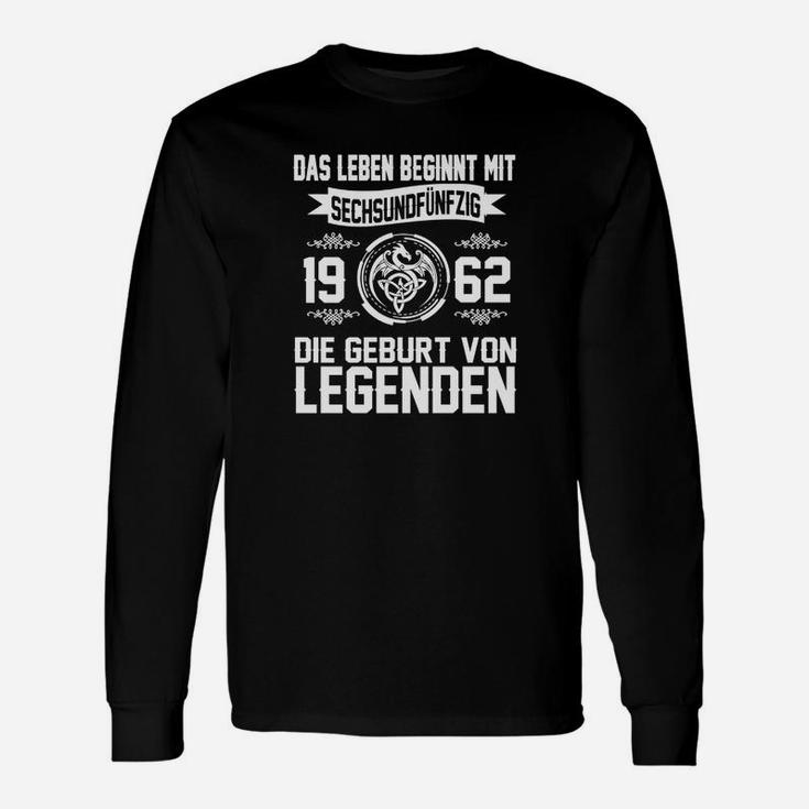 Geburt von Legenden 1962 Langarmshirts, Schwarzes Retro Geburtstags-Langarmshirts