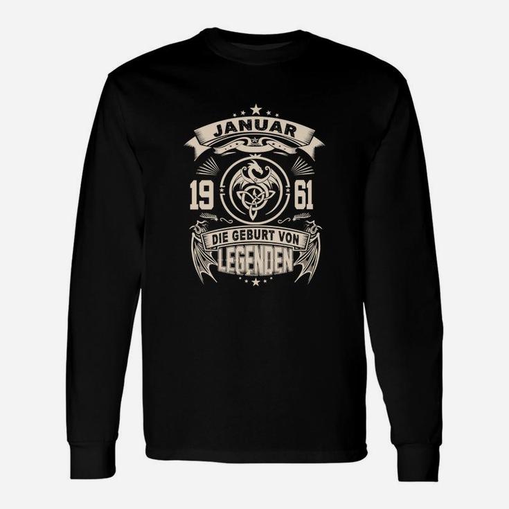 Geburt von Legenden Januar 1961 Langarmshirts, Retro Geburtstagsdesign